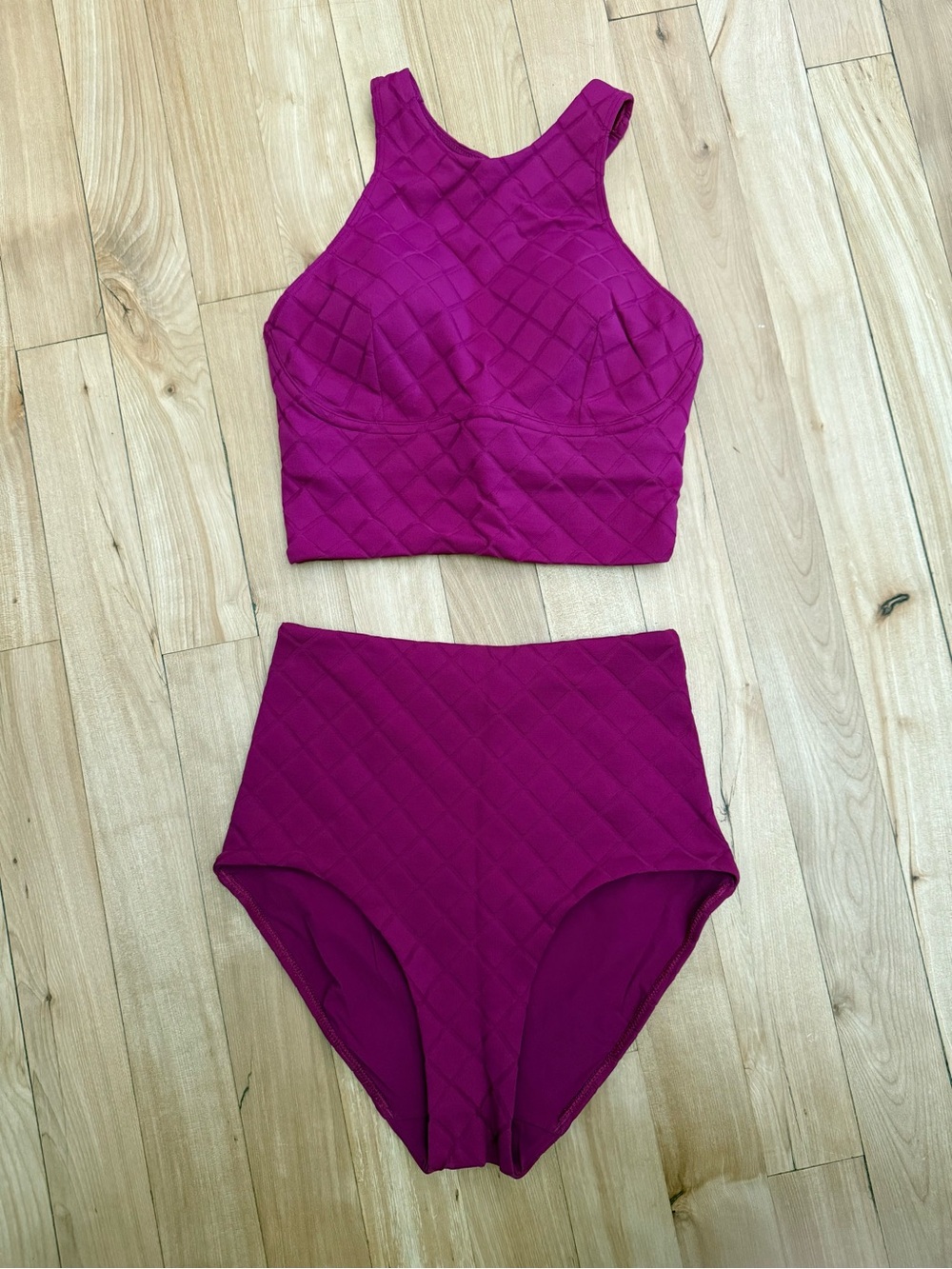 Lululemon High-Neck Quilted Bikini Set in Magenta
